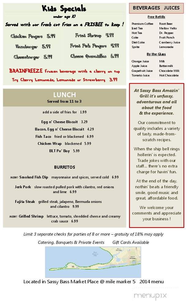 Sassy Bass Grille - Gulf Shores, AL menu_pic