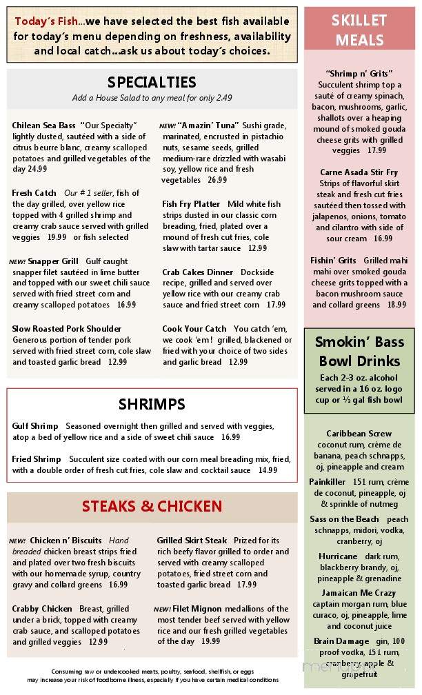 Sassy Bass Grille - Gulf Shores, AL menu_pic