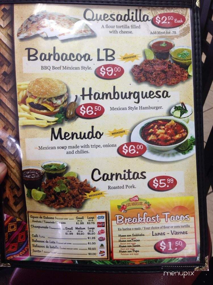 Sazon Los Abuelos - Houston, TX menu_pic