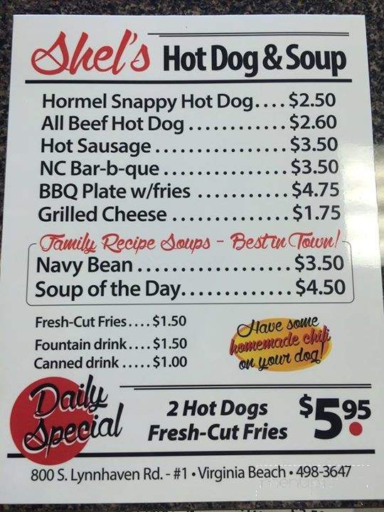 Shel's Hot Dogs and Soup - Virginia Beach, VA menu_pic