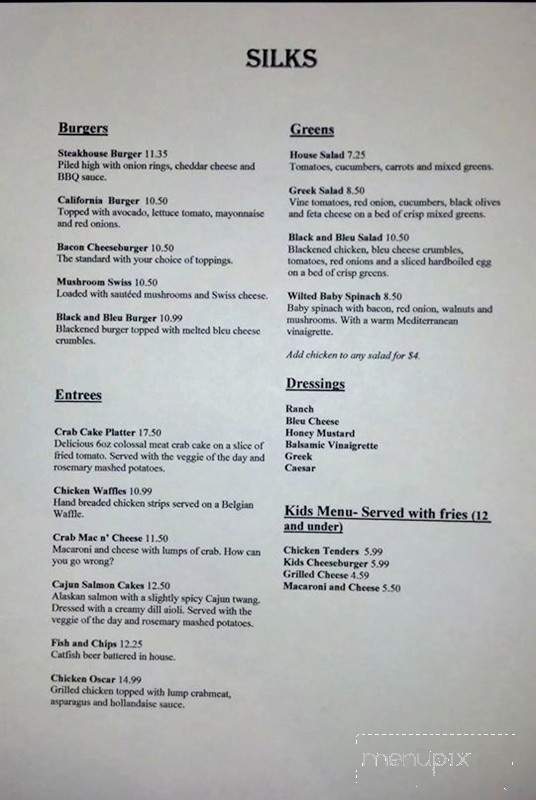 Silks - Baltimore, MD menu_pic