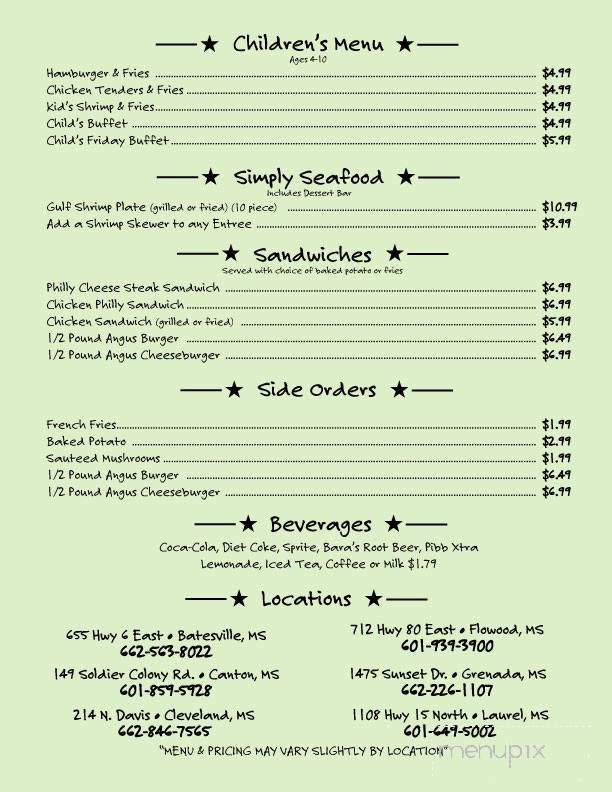 Simply Southern - Grenada, MS menu_pic