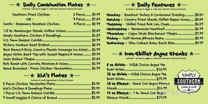 Simply Southern Cafe & Grill - Flowood, MS menu_pic