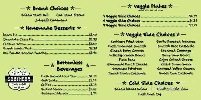 Simply Southern Cafe & Grill - Flowood, MS menu_pic