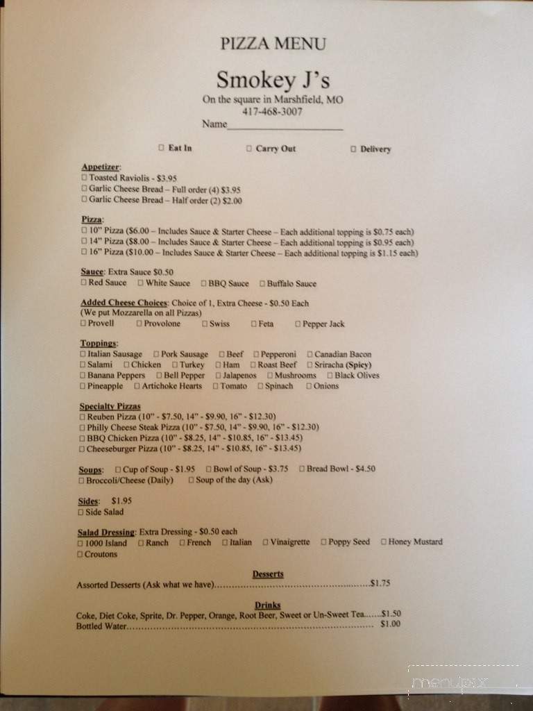 Smokey J's Pizza and Deli - Marshfield, MO menu_pic