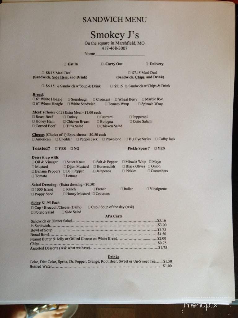 Smokey J's Pizza and Deli - Marshfield, MO menu_pic