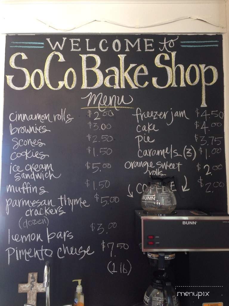 Soco Bake Shop - Corinth, MS menu_pic