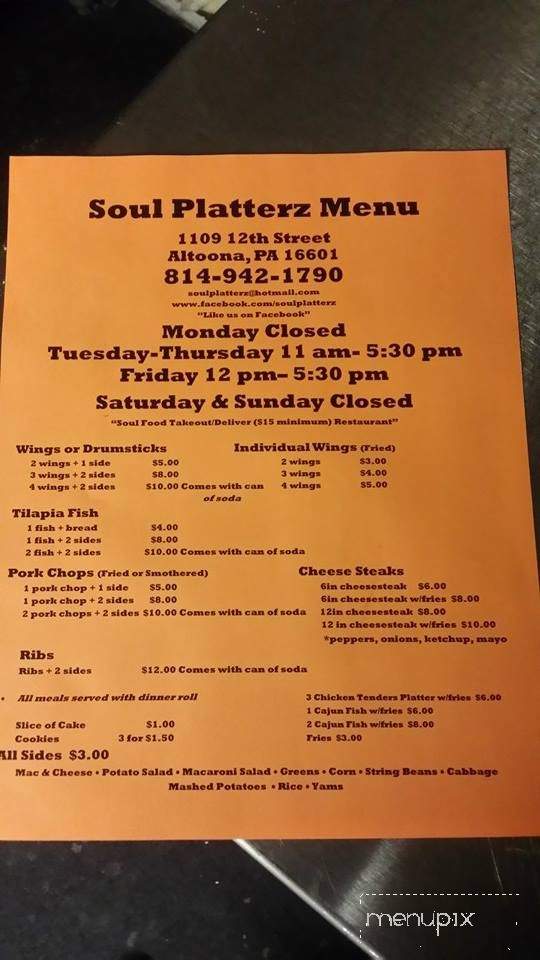 Soul Platterz - Altoona, PA menu_pic