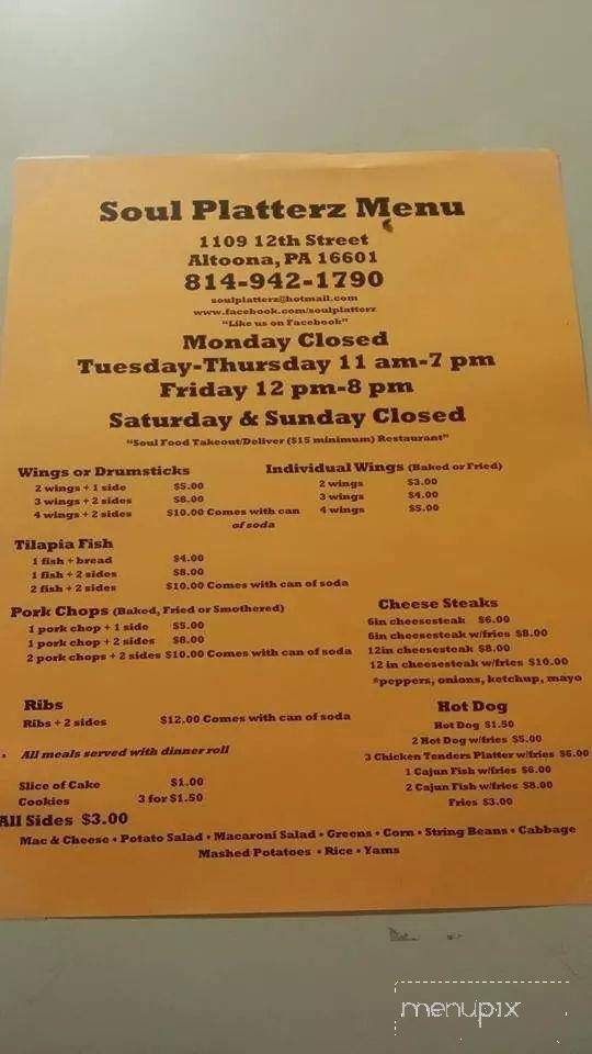 Soul Platterz - Altoona, PA menu_pic