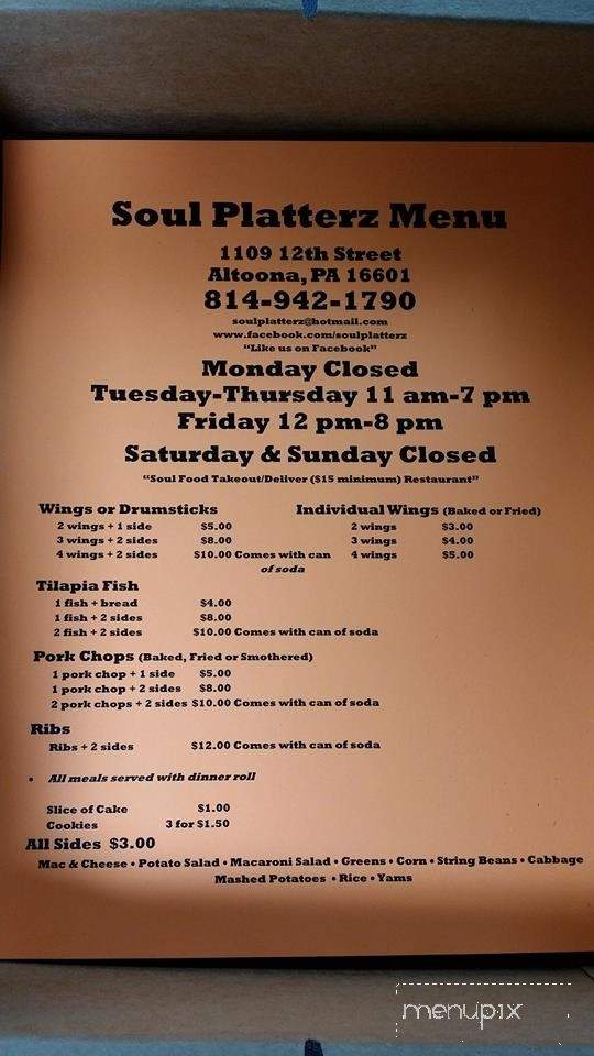 Soul Platterz - Altoona, PA menu_pic