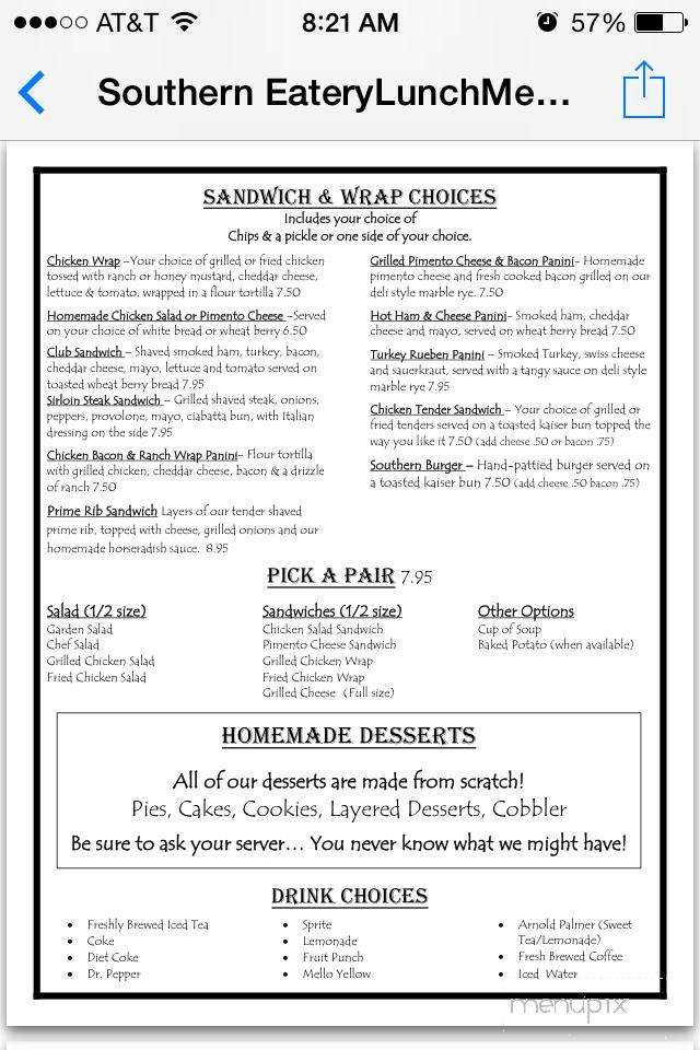 Southern Eatery - Holly Springs, MS menu_pic