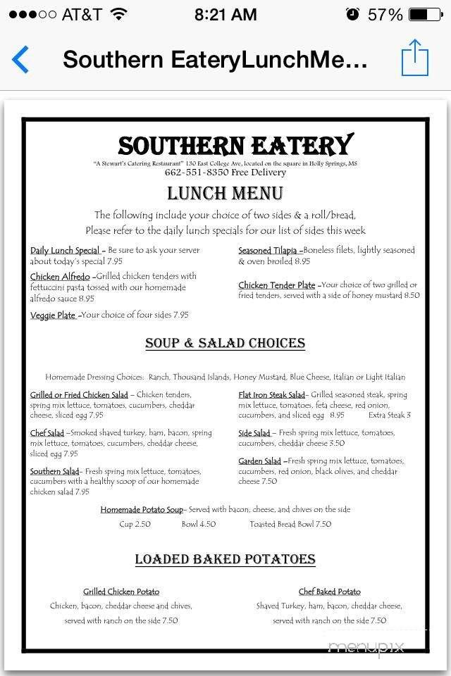 Southern Eatery - Holly Springs, MS menu_pic