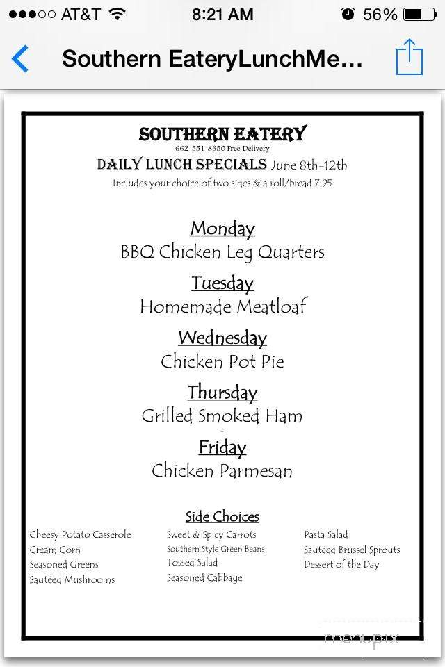 Southern Eatery - Holly Springs, MS menu_pic