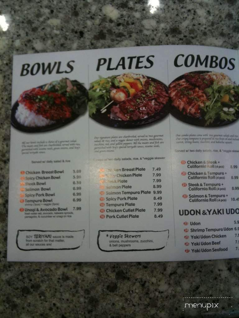 Soy Grill & Roll - Los Angeles, CA menu_pic