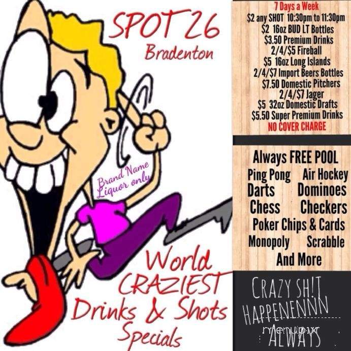 Spot 26 - Bradenton, FL menu_pic