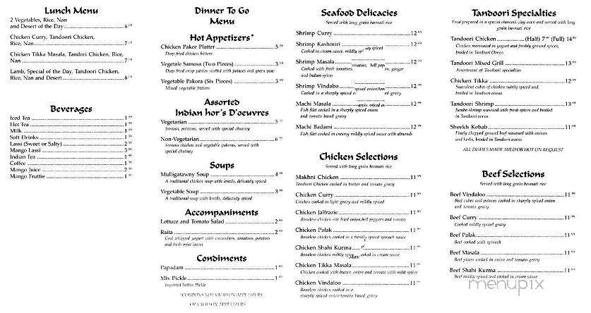 Star of India - Marietta, OH menu_pic