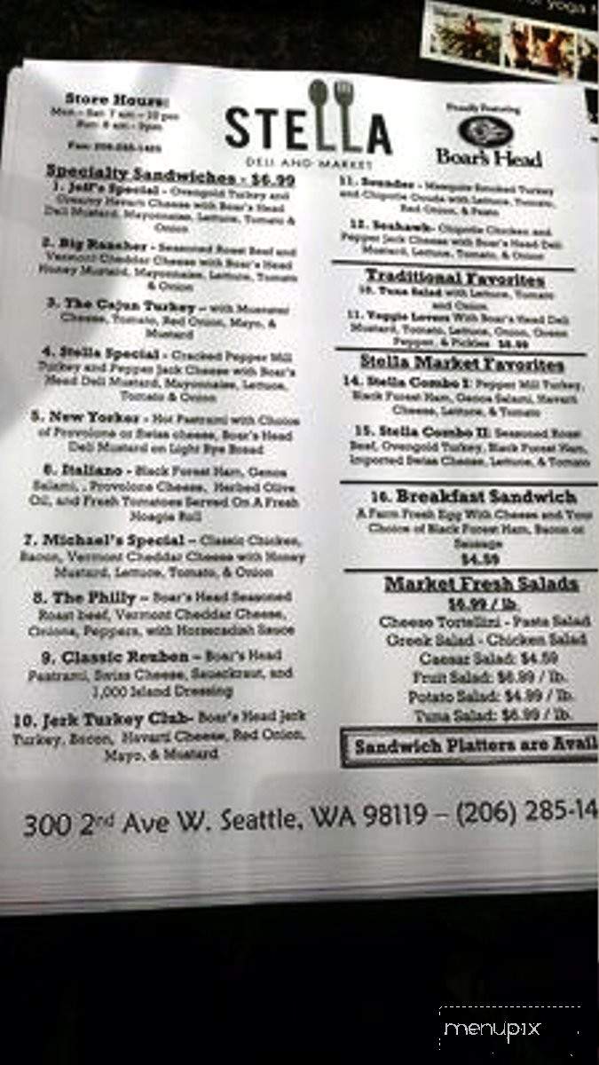 Stella Deli and Market - Seattle, WA menu_pic