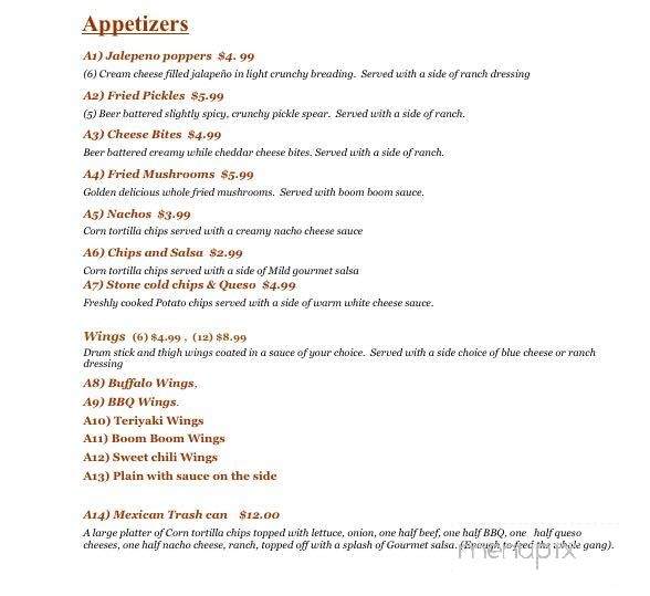Stone Cold Seb's Pub and Grill - La Follette, TN menu_pic