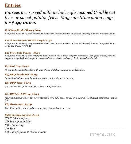 Stone Cold Seb's Pub and Grill - La Follette, TN menu_pic