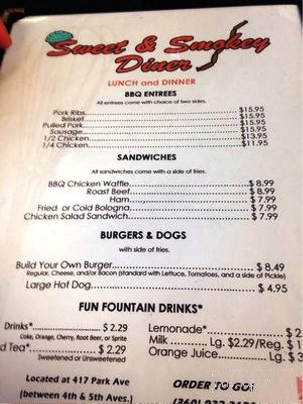 Sweet and Smokey Diner - Bremerton, WA menu_pic