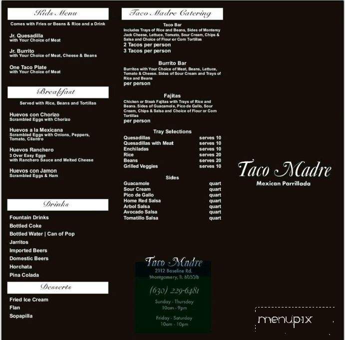 Taco Madre - Montgomery, IL menu_pic