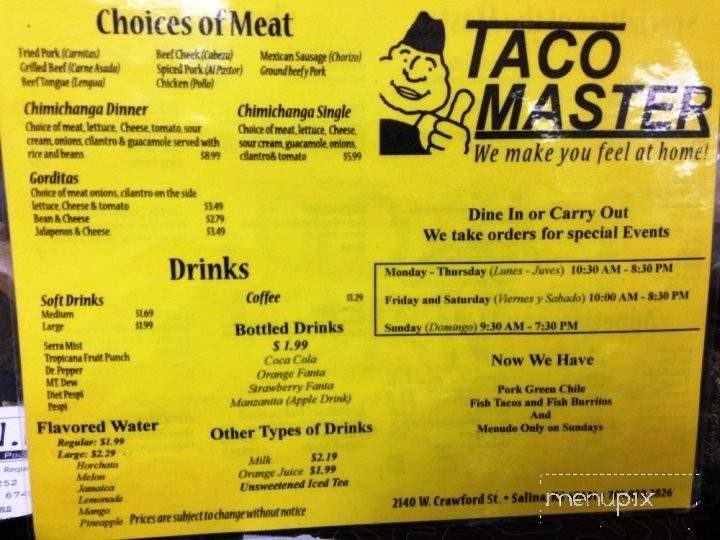 Taco Master - Salina, KS menu_pic