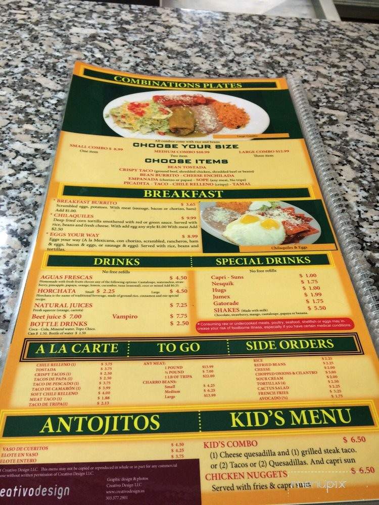 Tacos Junior - Denver, CO menu_pic