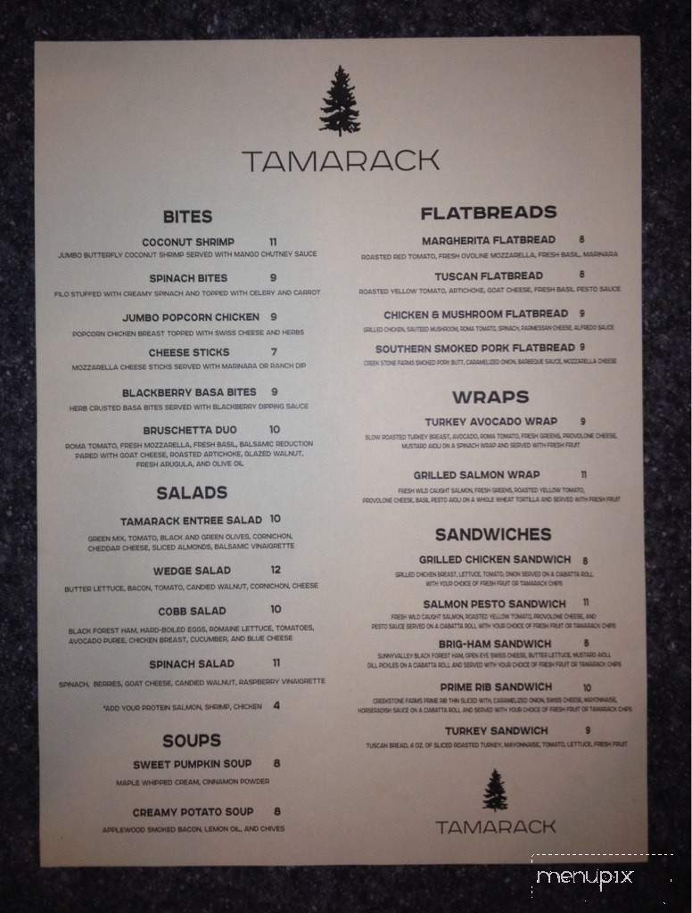 Tamarack - Provo, UT menu_pic