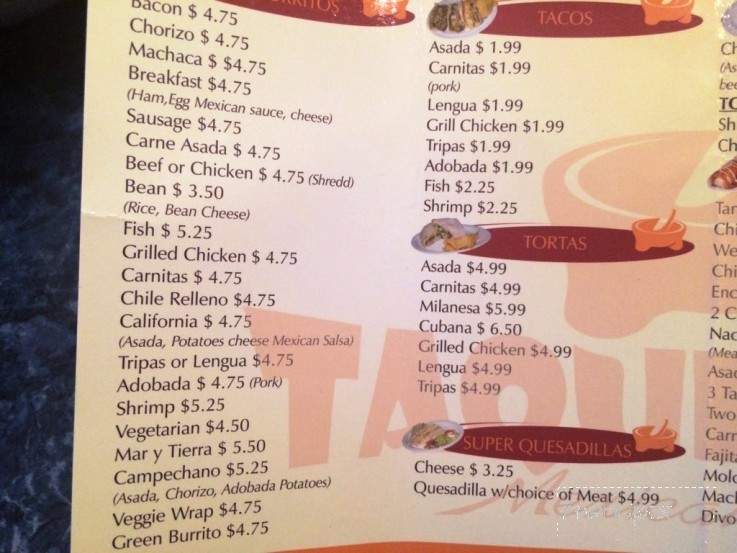 Taqueiros Mexican Grill - Portland, OR menu_pic
