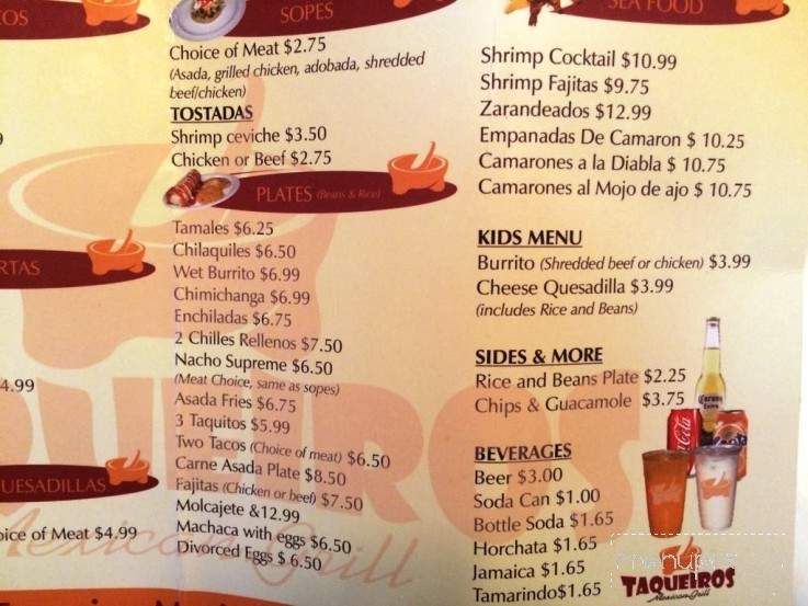 Taqueiros Mexican Grill - Portland, OR menu_pic