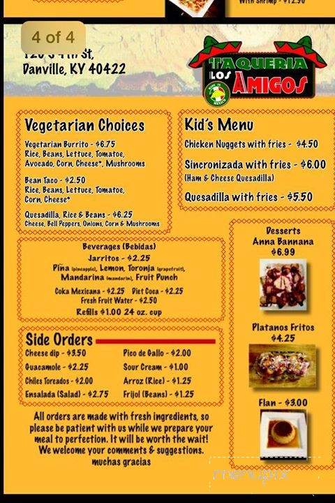 Taqueria Los Amigos - Danville, KY menu_pic