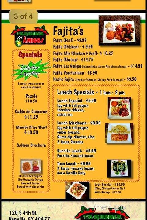 Taqueria Los Amigos - Danville, KY menu_pic