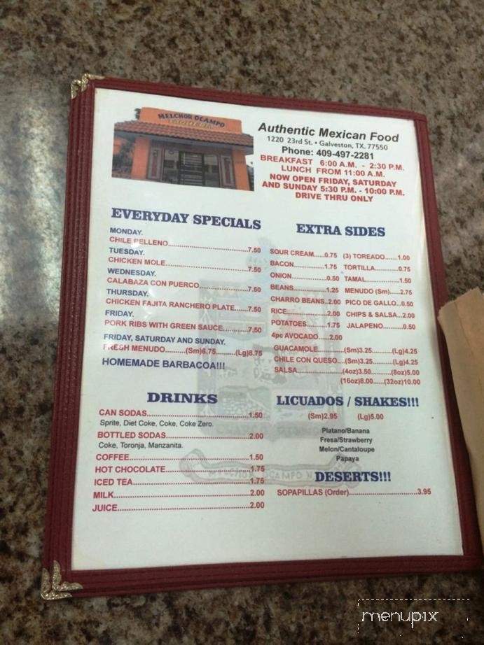Taqueria Melchor Ocampo - Galveston, TX menu_pic