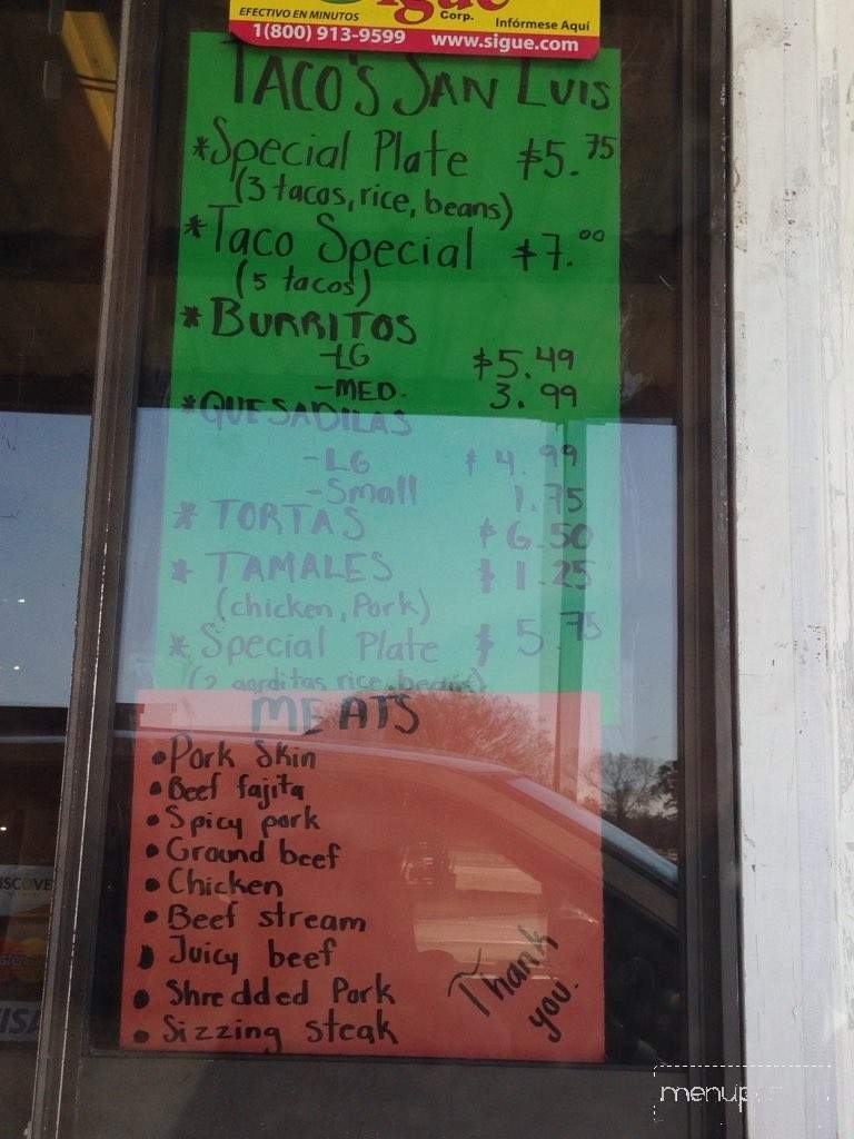Taqueria San Luis - New Iberia, LA menu_pic