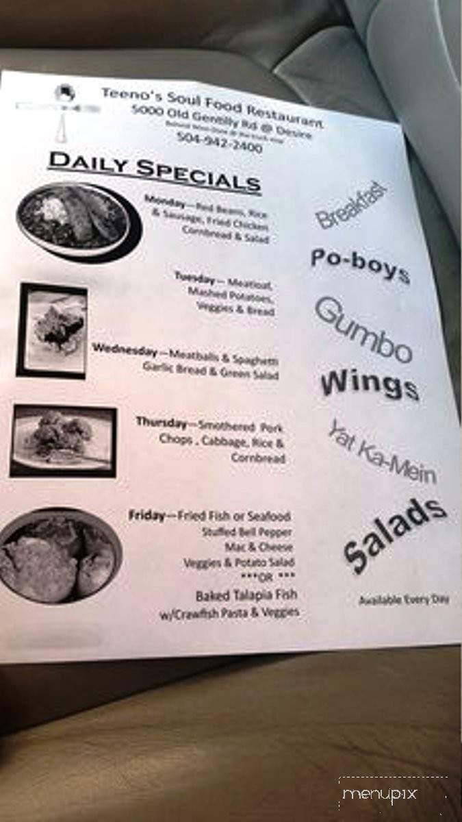 Teeno's - New Orleans, LA menu_pic