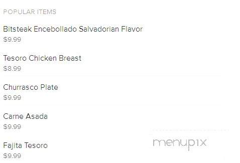 Tesoro Beach - Springdale, AR menu_pic