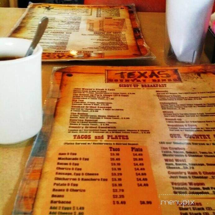 Texas Country Diner - Brownsville, TX menu_pic