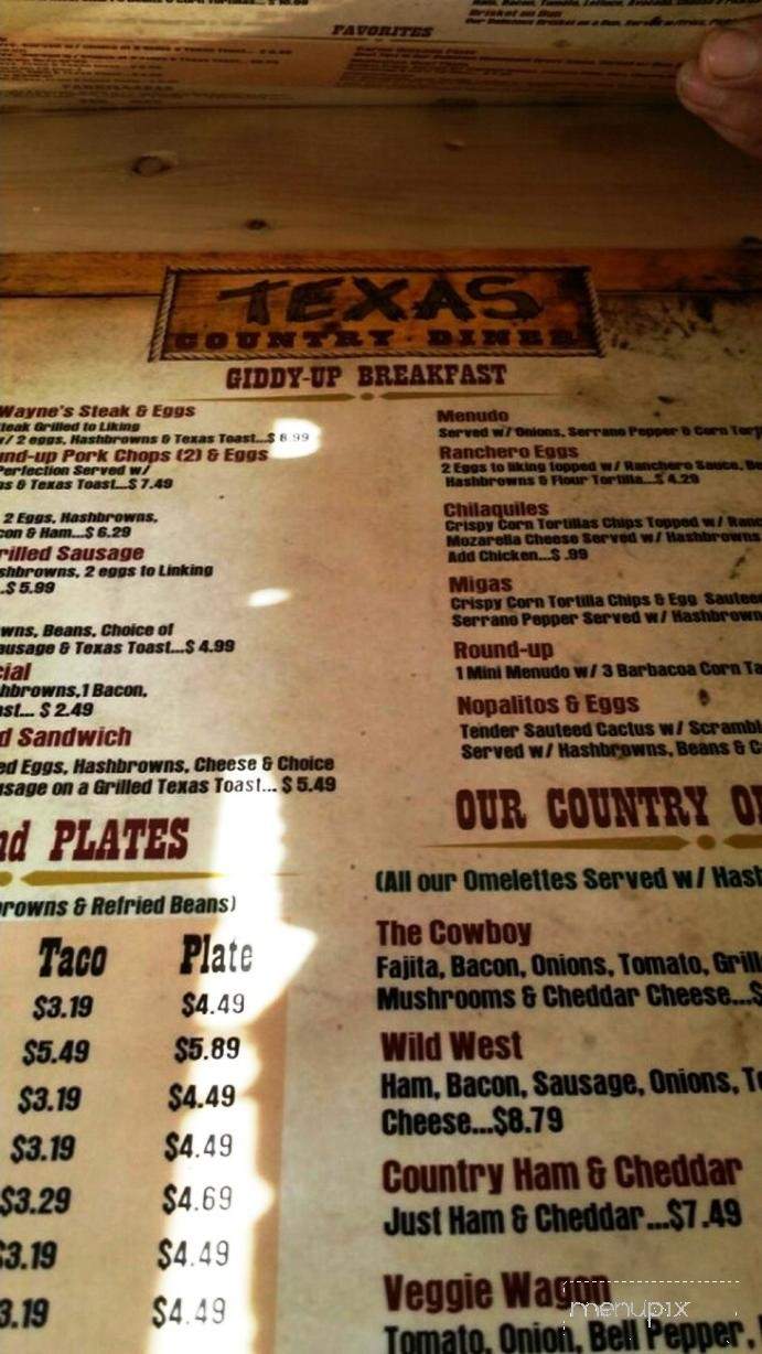 Texas Country Diner - Brownsville, TX menu_pic