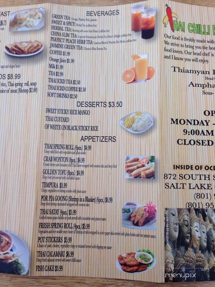 Thai Chili Restaurant - Salt Lake City, UT menu_pic