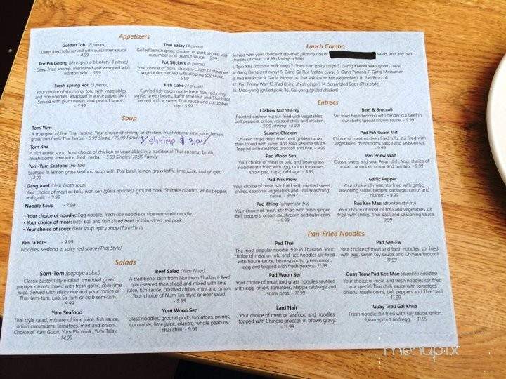 Thai Chili Restaurant - Salt Lake City, UT menu_pic