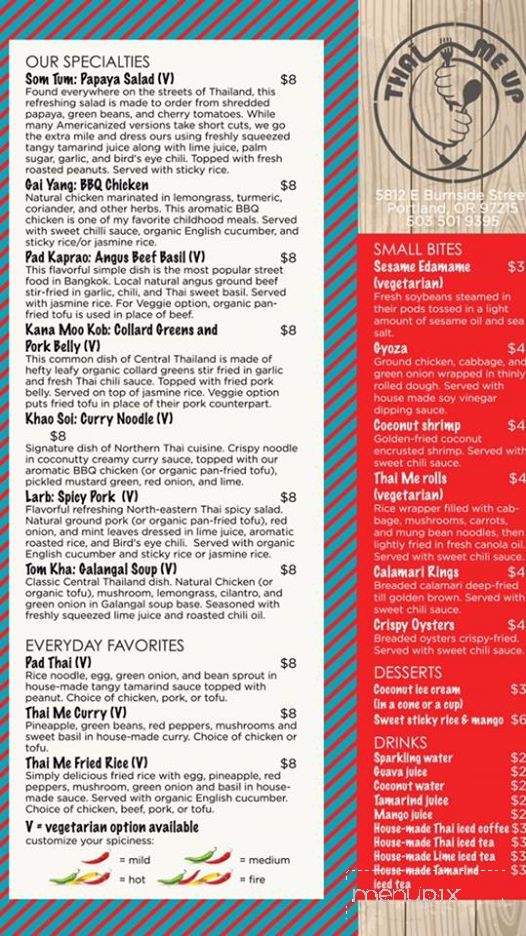 Thai Me Up - Portland, OR menu_pic