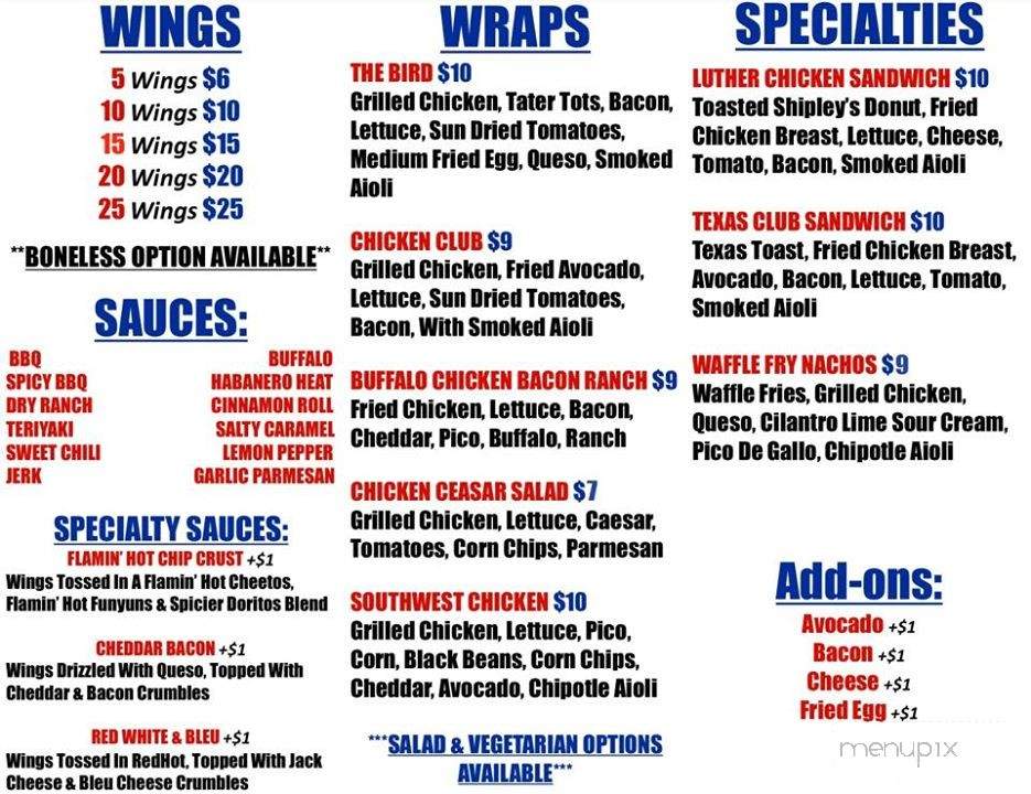 The Bird Food Truck - Houston, TX menu_pic