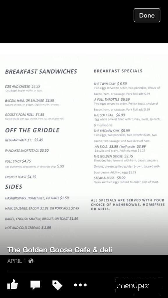 The Golden Goose Cafe & Deli - Ormond Beach, FL menu_pic