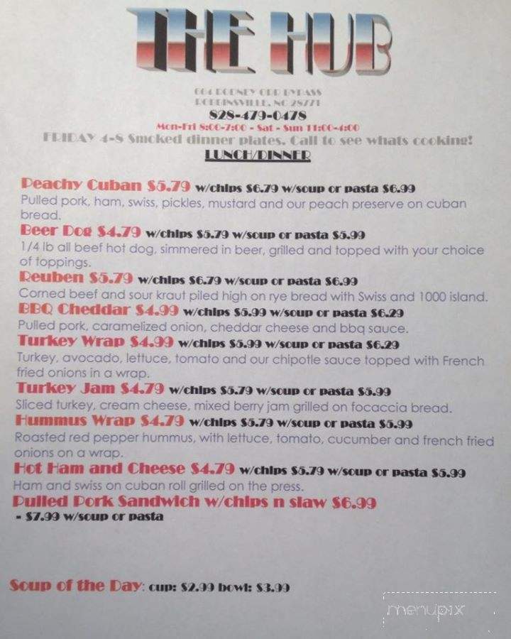 The Hub - Robbinsville, NC menu_pic