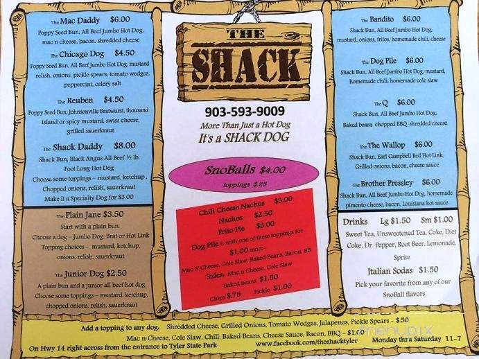 The Shack - Tyler, TX menu_pic