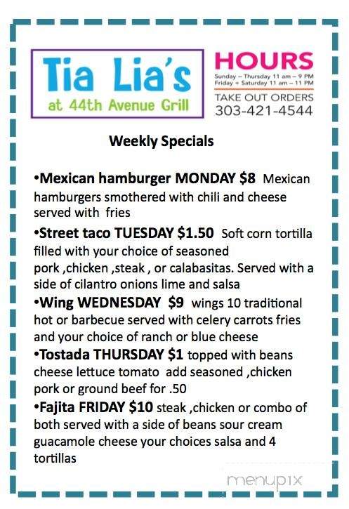 Tia Lia's - Wheat Ridge, CO menu_pic