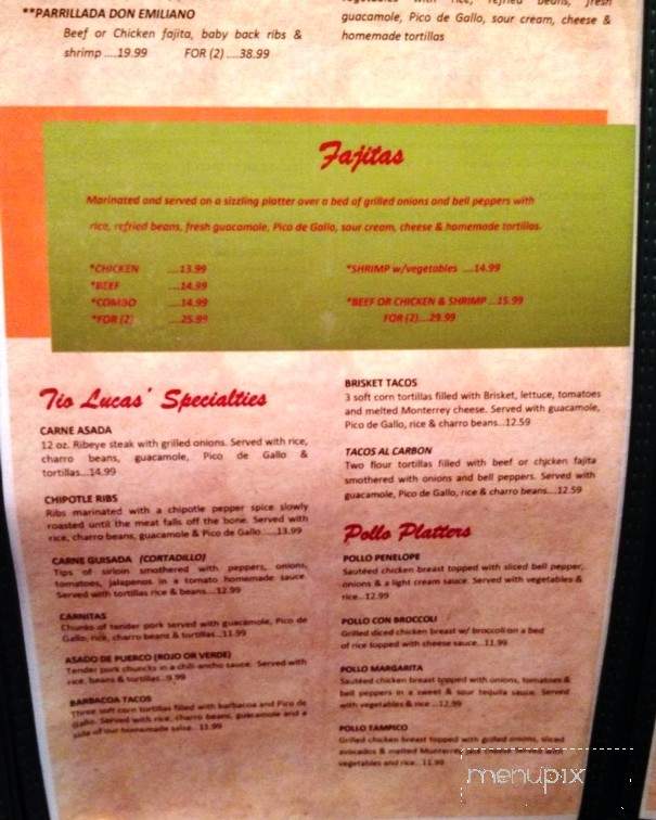 Tio Lucas Restaurante Mexicano - Weatherford, TX menu_pic