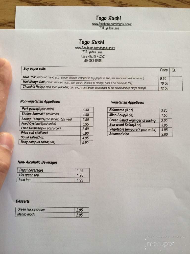 ToGo Sushi - Louisville, KY menu_pic