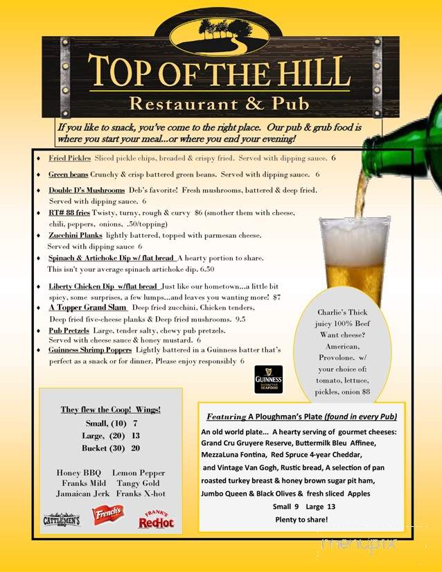 Top of the Hill Restaurant & Pub - West Liberty, WV menu_pic