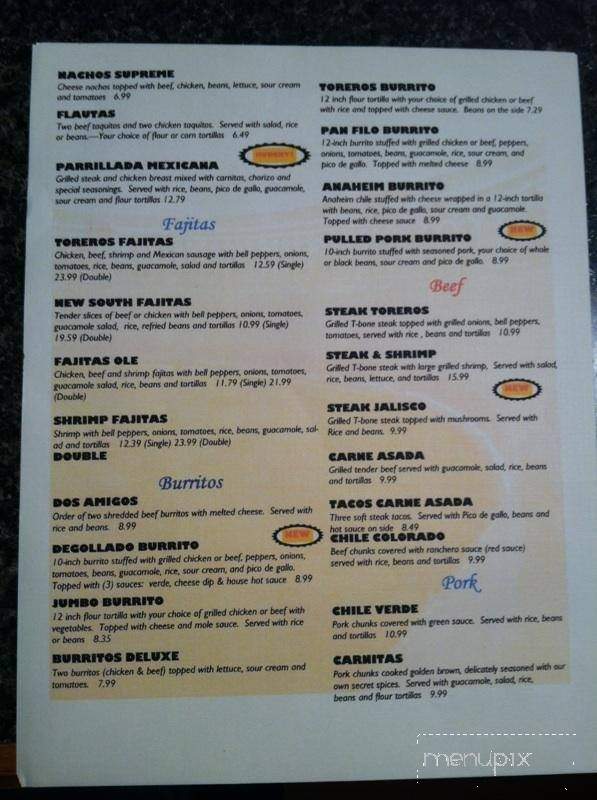 Torero's Fine Mexican Food - Enterprise, AL menu_pic